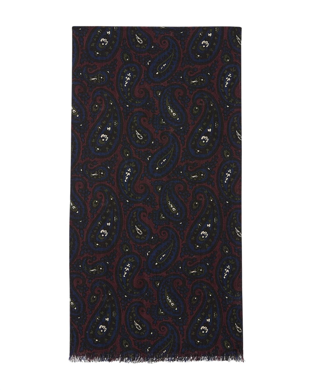 $198 Men's Store Bloomingdale's Scarf Mens OS Burgundy Blue Paisley Wool Italy